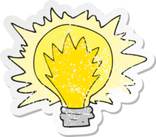 retro distressed sticker of a cartoon light bulb png