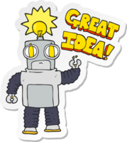 sticker of a cartoon robot with great idea png