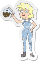 retro distressed sticker of a too much coffee cartoon png