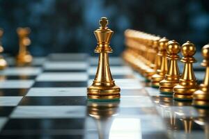 AI generated Business hierarchy Golden pawn stands out, embodying leadership in teamwork photo