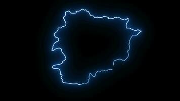 Andorra country map animation with a glowing neon effect video