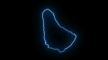 barbados país mapa animação com uma brilhando néon efeito video