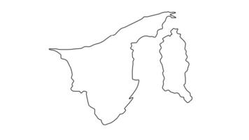 animado bosquejo de un mapa de el país de Brunei darussalam video