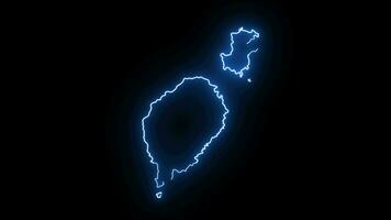 animated map of the country of Sao Tome and Principe with a glowing neon effect video