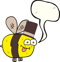 comic book speech bubble cartoon bee wearing hat png