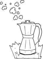 nero e bianca cartone animato piano cottura caffè espresso creatore png