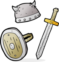 desenho animado medieval Guerreiro objetos png