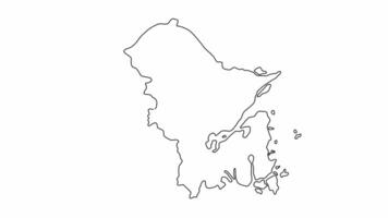 Animated sketch of a map of the city of Ningbo in China video