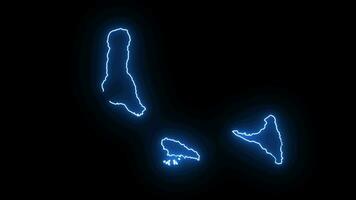 komorerna Land Karta animering med lysande neon effekt video