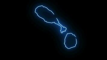 Animated Saint Kitts and Nevis country map with glowing neon effect video