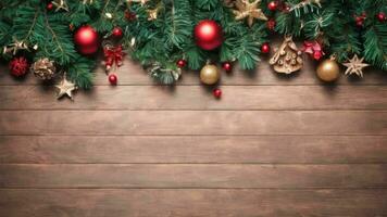 Christmas Decoration. Holiday Decorations on White Wooden Background. photo