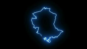 Tangshan city map animation in China with a glowing neon effect video