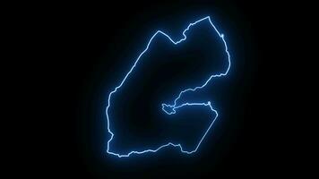 Djibouti country map animation with glowing neon effect video