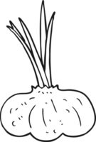 black and white cartoon garlic bulb png