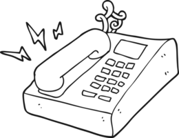 black and white cartoon office telephone png