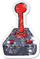 retro distressed sticker of a cartoon joystick png