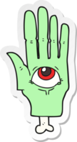 adesivo de uma mão de olho assustador de desenho animado png