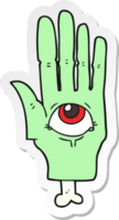 Aufkleber einer gruseligen Cartoon-Augenhand png