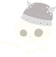 flat color illustration of a cartoon viking helmet on skull png