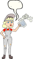 komisk bok Tal bubbla tecknad serie hård arbetssätt kvinna med öl png