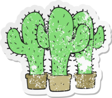 retro distressed sticker of a cartoon cactus png