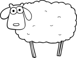 oveja de dibujos animados en blanco y negro png