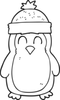 pinguino cartone animato in bianco e nero png