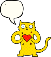 comic book speech bubble cartoon cat with love heart png