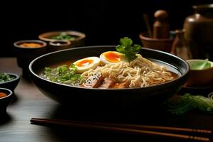 ai generado ramen seducir, ai generado imagen trae el sabores de Japón visualmente foto