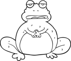 black and white cartoon frog png