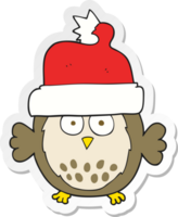 klistermärke av en tecknad serie Uggla bär jul hatt png