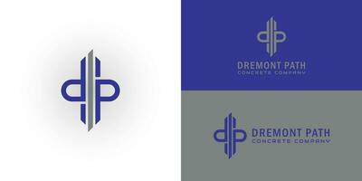 abstract initial letter DP logo in blue and silver color isolated in white background applied for precast concrete company logo also suitable for the brands or companies that have initial name PD vector