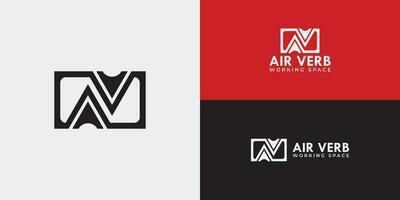 Abstract initial letter AV or VA logo in black and white color presented in multi various logo positions and isolated on multi-color background. The logo is suitable for business and technology logo vector