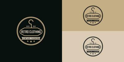 Classic Vintage Retro Label Badge logo design for cloth apparel presented with multiple background colors and it is suitable for beauty and fashion logo design inspiration template vector