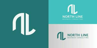 logotipo de letra inicial abstracta n y l en color negro y azul aislado en fondo blanco aplicado para el logotipo de consultor de negocios también adecuado para las marcas o empresas que tienen el nombre inicial nl o ln vector