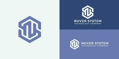 resumen hexágono inicial letra ns o sn logo en púrpura color y presentado con múltiple antecedentes colores y eso es adecuado para el sistema tecnología logo diseño inspiración modelo vector