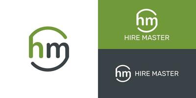 recruitment firm logo design which built from abstract initial letter H and M with circle ornament in black and green color also suitable for logo design inspiration for jobseeker app or web logo vector