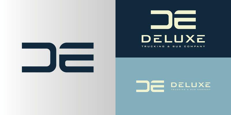 abstract initial letter D and E in white color isolated in white background applied for Trucking and bus company logo design also suitable for the brands or companies that have initial name DE or ED