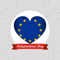 European Union Independence Day With Heart Emblem Design vector