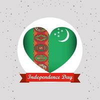 Turkmenistán independencia día con corazón emblema diseño vector
