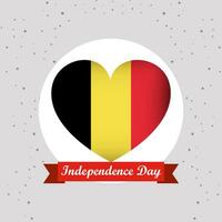 Bélgica independencia día con corazón emblema diseño vector