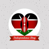 Kenia independencia día con corazón emblema diseño vector