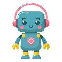 Blue robot with headphones vector