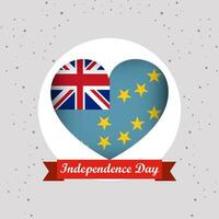 tuvalu independencia día con corazón emblema diseño vector