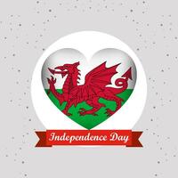 Wales Independence Day With Heart Emblem Design vector