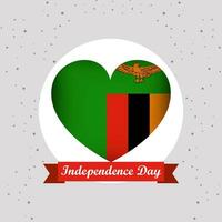 Zambia Independence Day With Heart Emblem Design vector