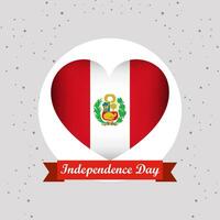 Perú independencia día con corazón emblema diseño vector