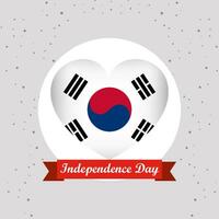 sur Corea independencia día con corazón emblema diseño vector