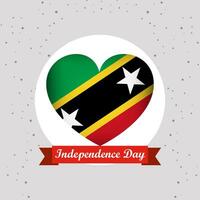 Saint kitts and Nevis Independence Day With Heart Emblem Design vector