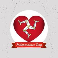 isla de hombre independencia día con corazón emblema diseño vector
